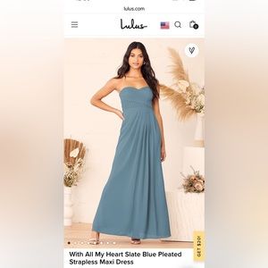 Strapless Dusty Blue Bridesmaid Dress!